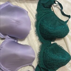 Victoria's Secret Intimates Green and Purple Lace Bras